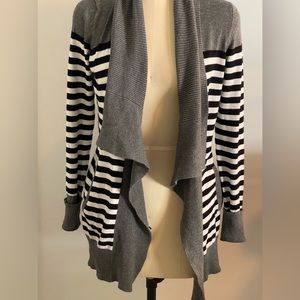 Adorable Lyn Black/Grey & White Cardigan Sweater- Size Small